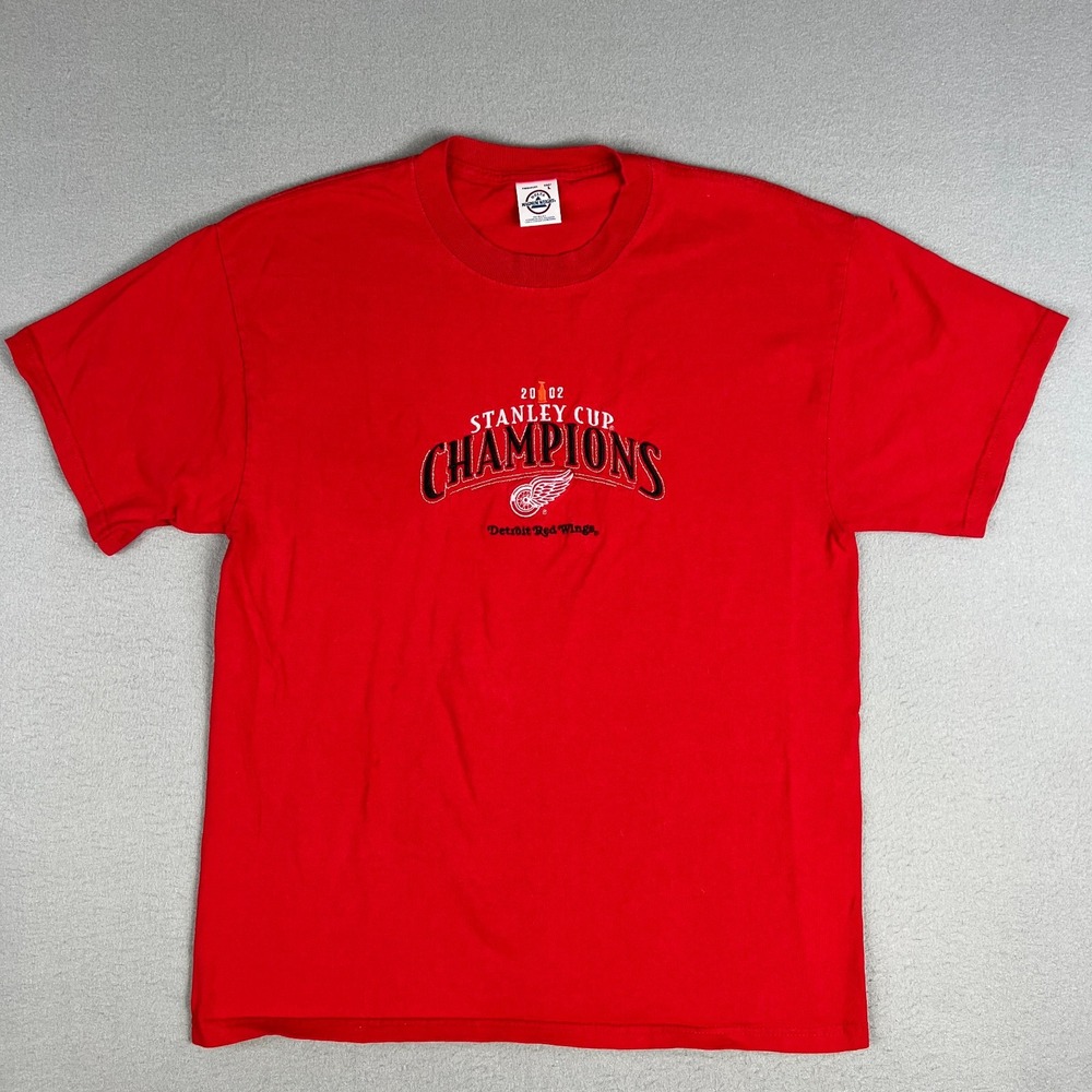 VTG Detroit Red Wings Stanley Cup Champions T Shirt Fits M 2002 Embroidered NHL
